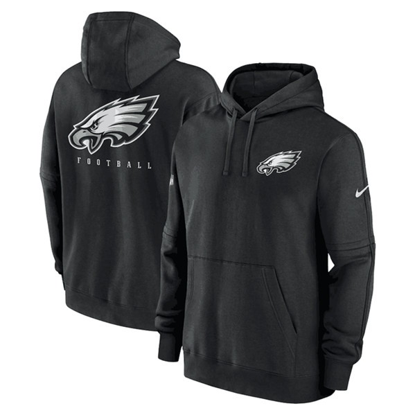 Men's Philadelphia Eagles Black Sideline Club Fleece Pullover Hoodie